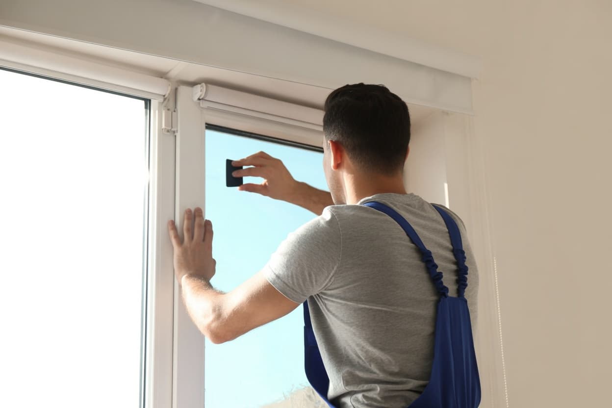 Window film being applied to glass during installation